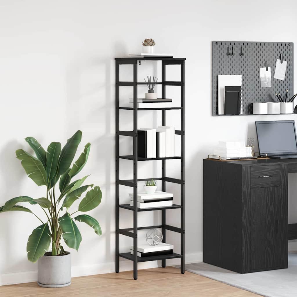Bogreol i sort eg - 40 × 29,5 × 149 cm, konstrueret træ og stål