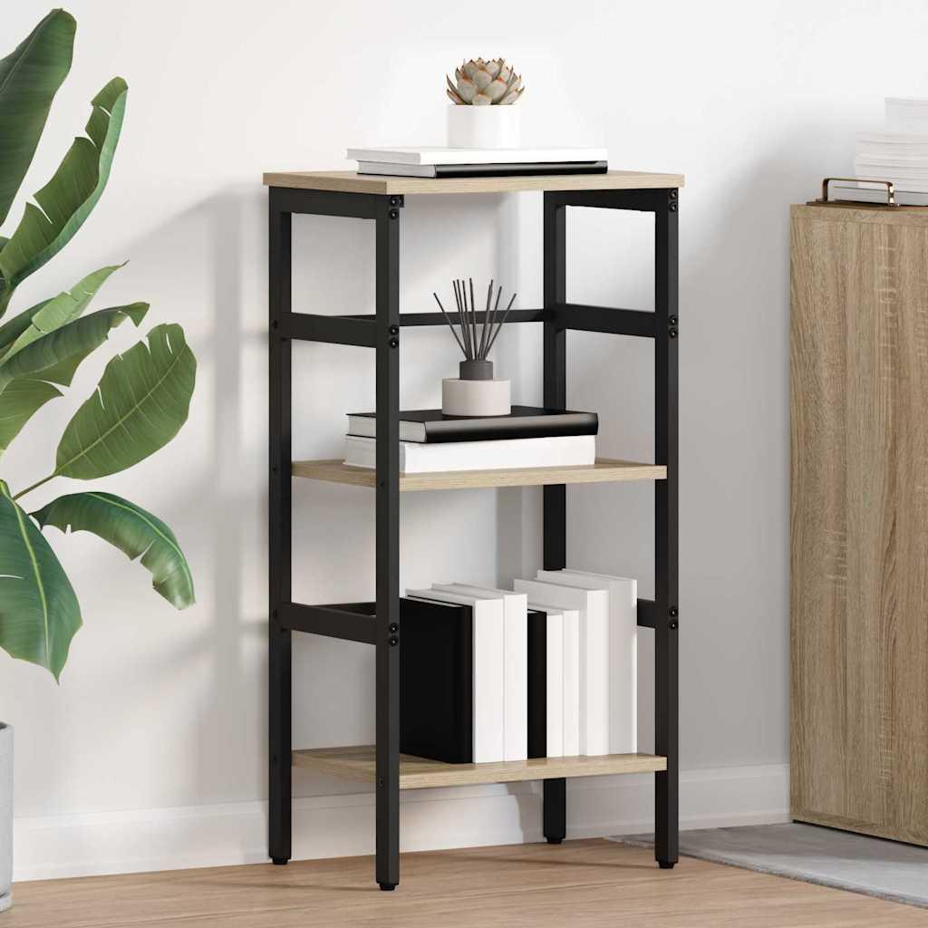 Bogreol i industriel stil - sonoma eg 40 × 29,5 × 81 cm, konstrueret træ og stål