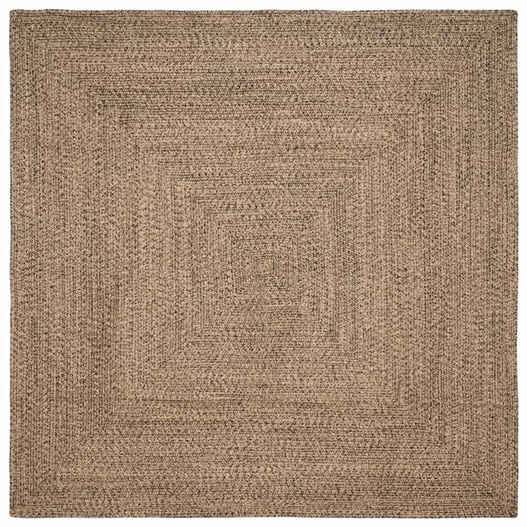 Tæppe Kurveflet Naturfarvet og sort 300 x 300 cm Jute
