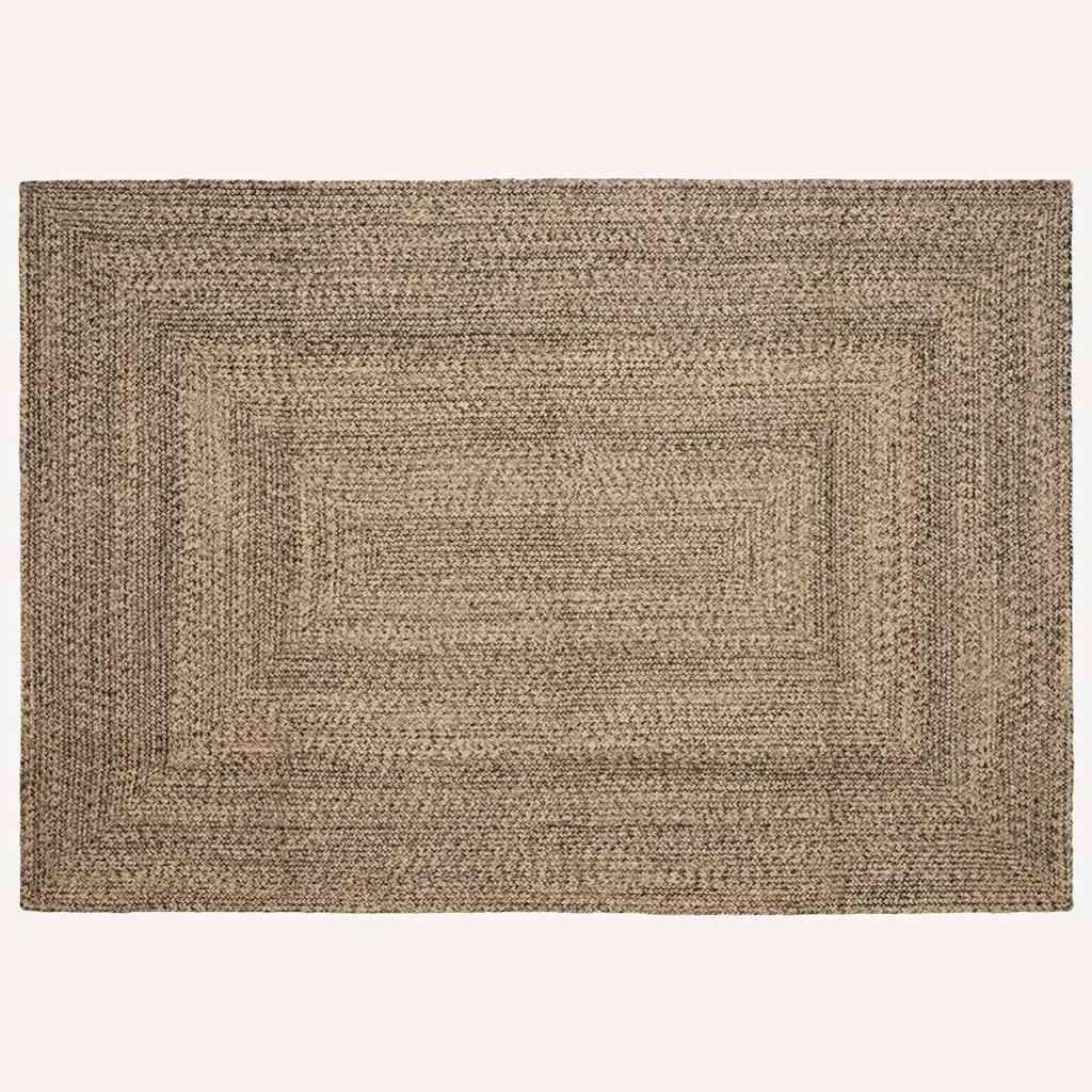 Tæppe Kurveflet Naturfarvet og sort 240 x 340 cm Jute