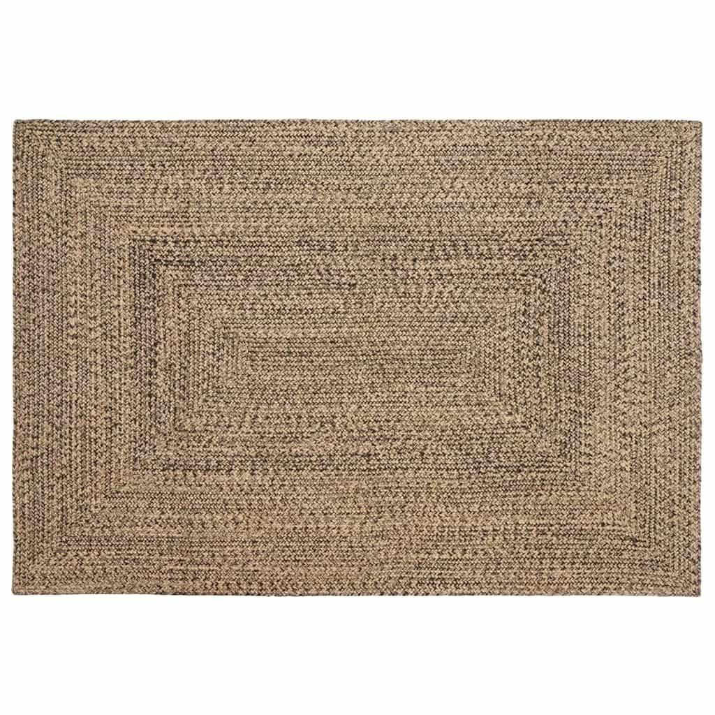 Tæppe Kurveflet Naturfarvet og sort 120 x 170 cm Jute
