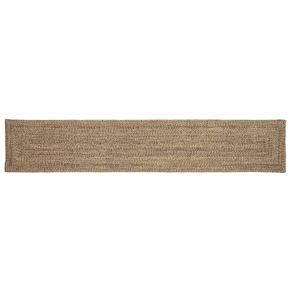 Tæppe Kurveflet Naturfarvet og sort 60 x 400 cm Jute