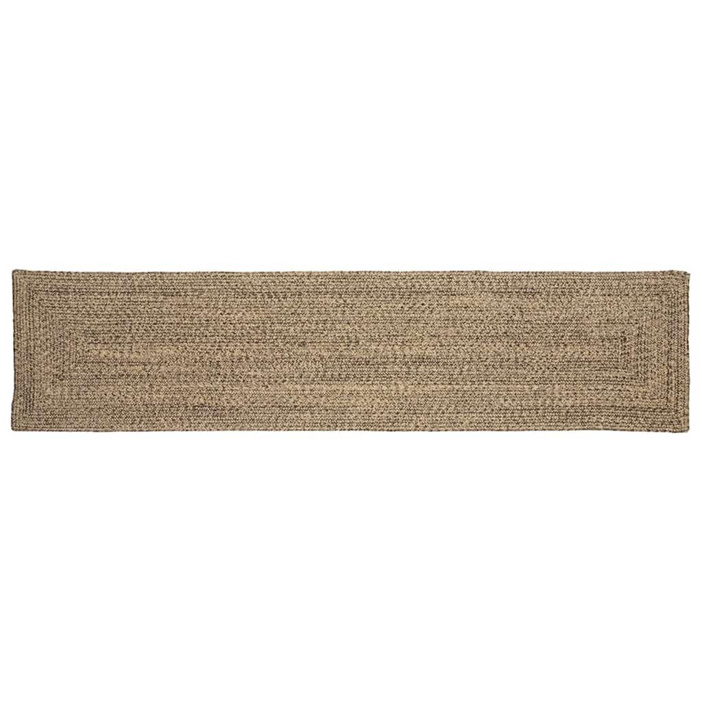 Tæppe Kurveflet Naturfarvet og sort 60 x 200 cm Jute