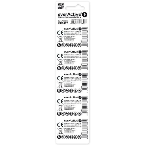 Knapcelle batteri 3V everActive CR2477 - blister 5 stk.