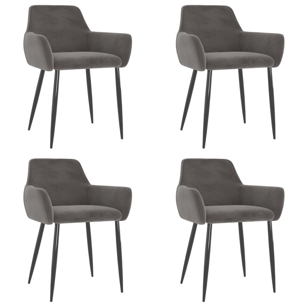 Spisebordsstole 4 stk. velour mørkegrå