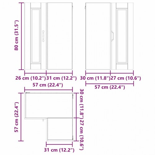 Vægskab til køkken Røget eg 57 x 57 x 80 cm Konstrueret træ
