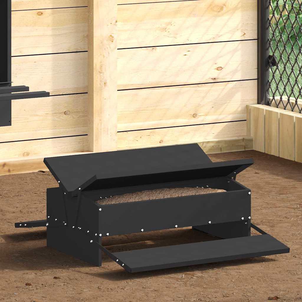 Kylling treadle feeder Sort 75 x 53 x 20,5 cm Koldvalset Stål