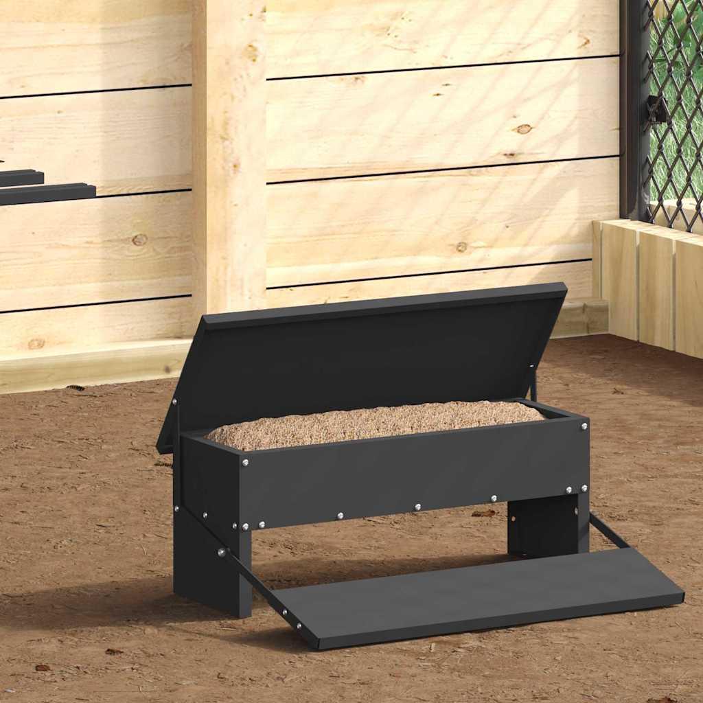 Kylling treadle feeder Sort 48,5 x 39,5 x 19 cm Koldvalset Stål