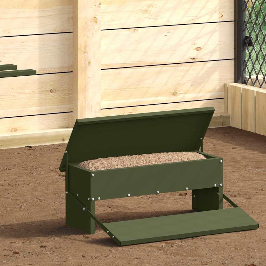 Kylling treadle feeder Oliven grøn 48,5 x 39,5 x 19 cm