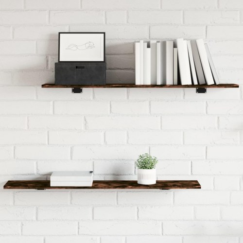 Væghylder - 4 stk. 100×20×1,5 cm i konstrueret træ, røget egetræ