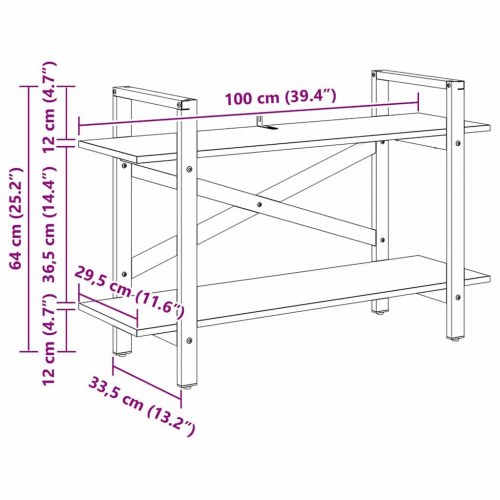 Bogreol Artisan Egetræ 100 x 33,5 x 64 cm Konstrueret træ