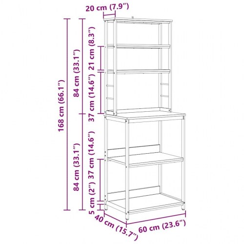 Køkkenhylde Grå Sonoma 60 x 40 x 168 cm Konstrueret træ