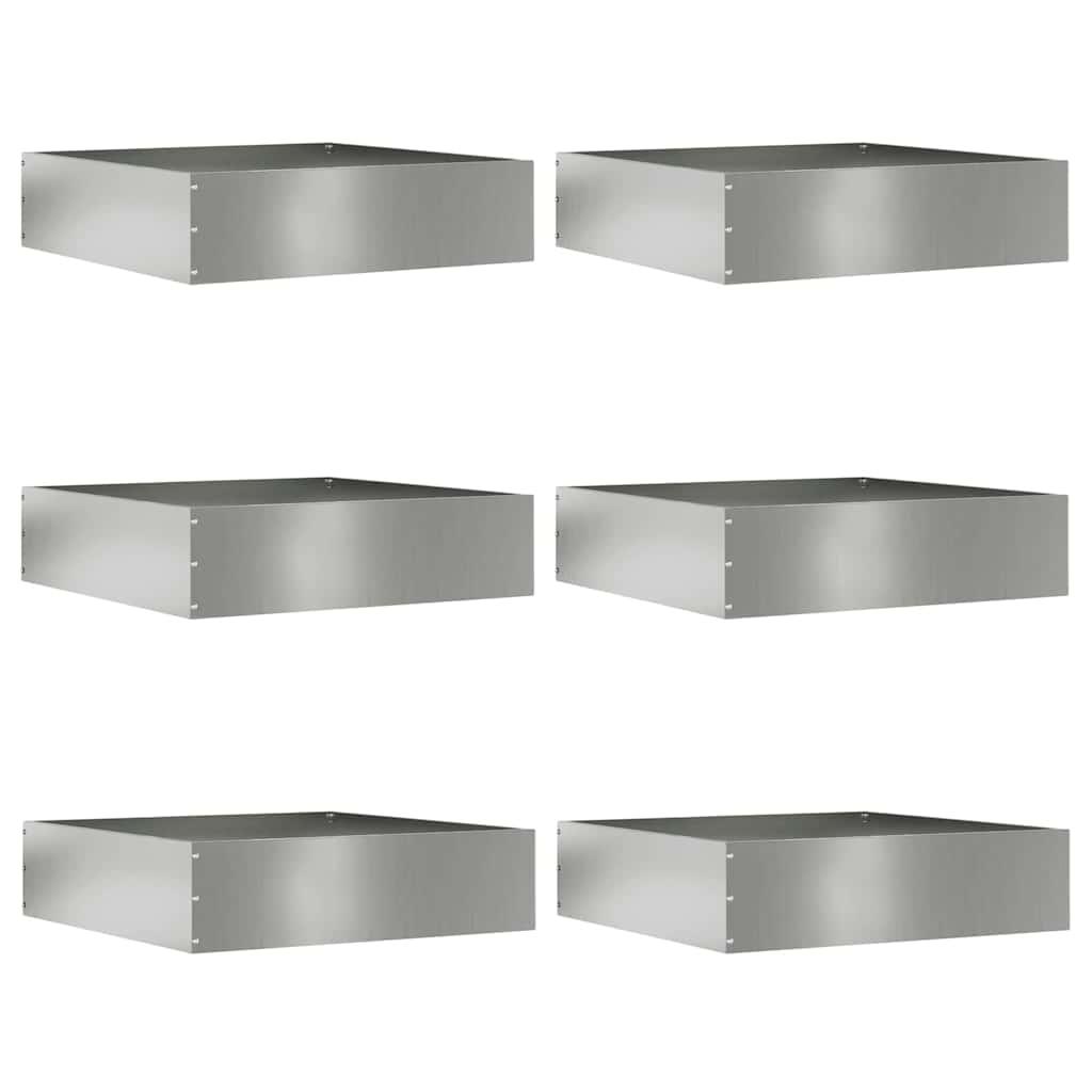 Plænekant 6 stk Sølv 50 x 50 x 13 cm Galvaniseret stål