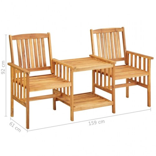 Havestole med tebord og hynder i massivt akacietræ - kongeblå