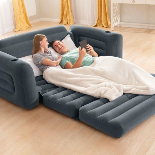 Oppustelig sovesofa Intex Pull-Out 203 × 66 × 224 cm - grå