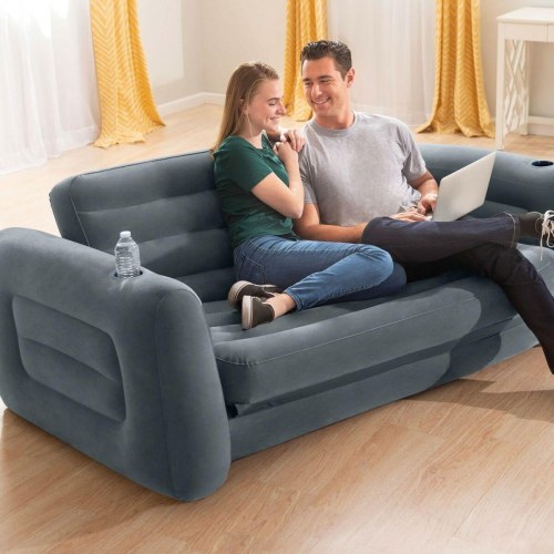 Oppustelig sovesofa Intex Pull-Out 203 × 66 × 224 cm - grå