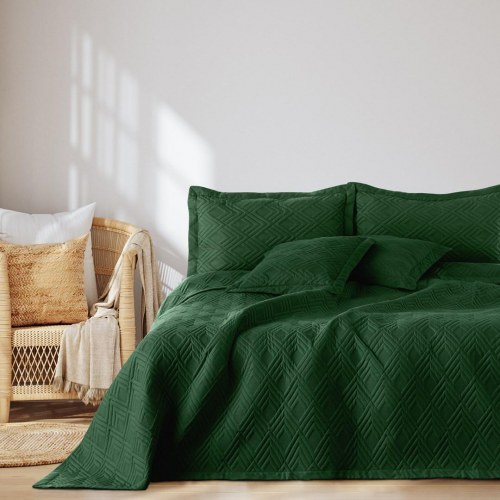 Sengetæppe – Amelia Home OPHELIA, flaskegrøn mikrofiber, 200×220 cm