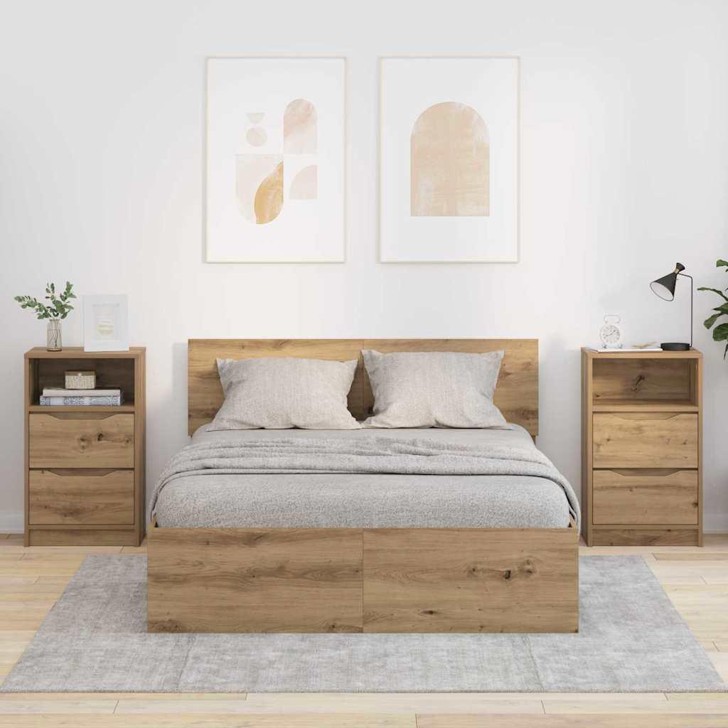 Sengeborde med skuffe 2 stk Artisan Egetræ 40 x 30 x 467 cm