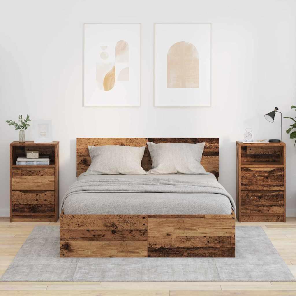 Sengeborde 2 stk Gammelt træ 40 x 30 x 467 cm Konstrueret træ
