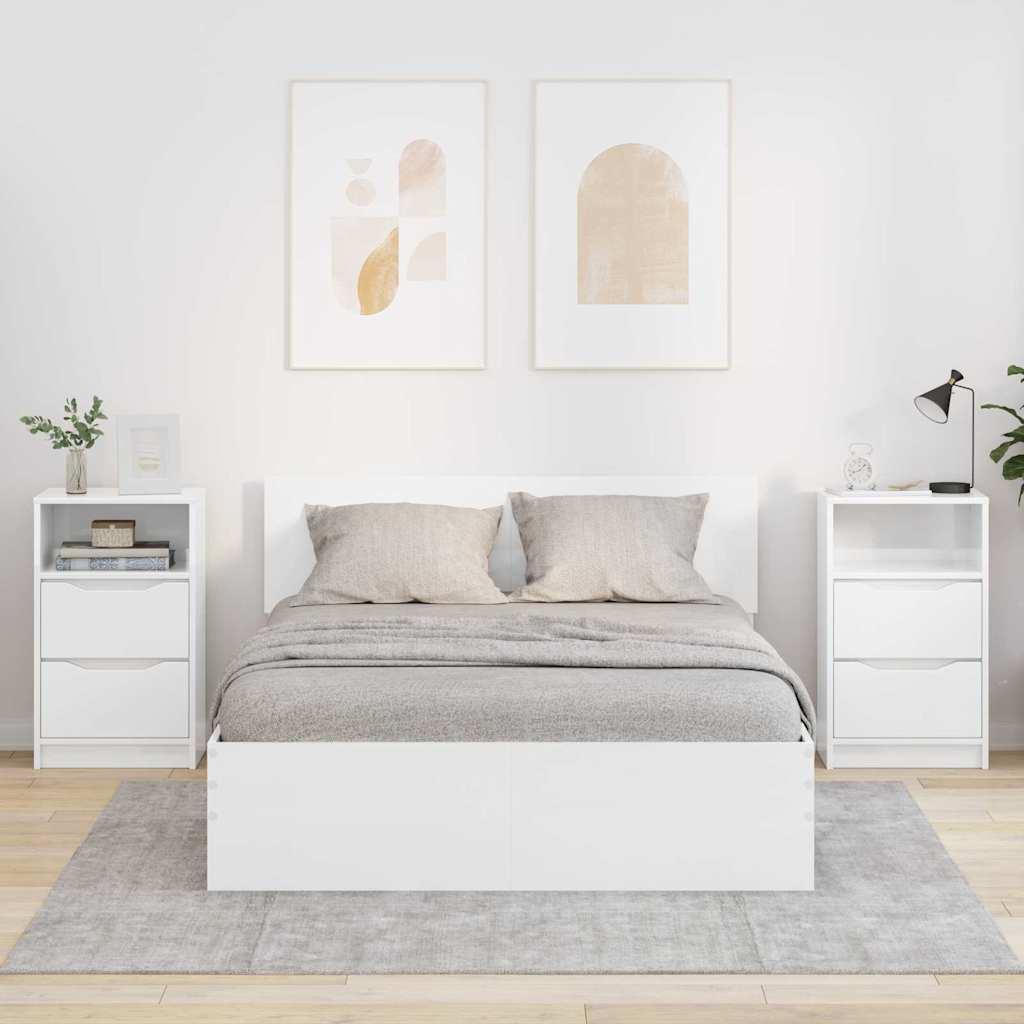 Sengeborde med skuffe 2 stk Høj gloss hvid 40 x 30 x 467 cm