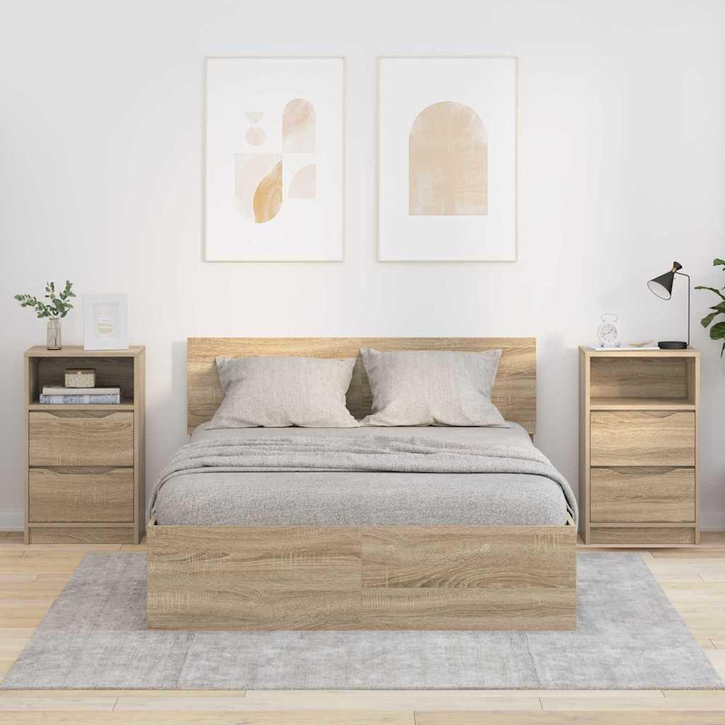 Sengeborde 2 stk Sonoma eg 40 x 30 x 467 cm Konstrueret træ