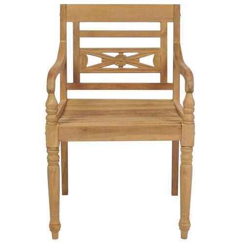Batavia-stole 2 stk. med beige hynder massivt teaktræ