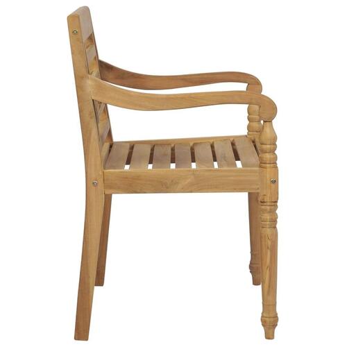Batavia-stole 2 stk. med beige hynder massivt teaktræ