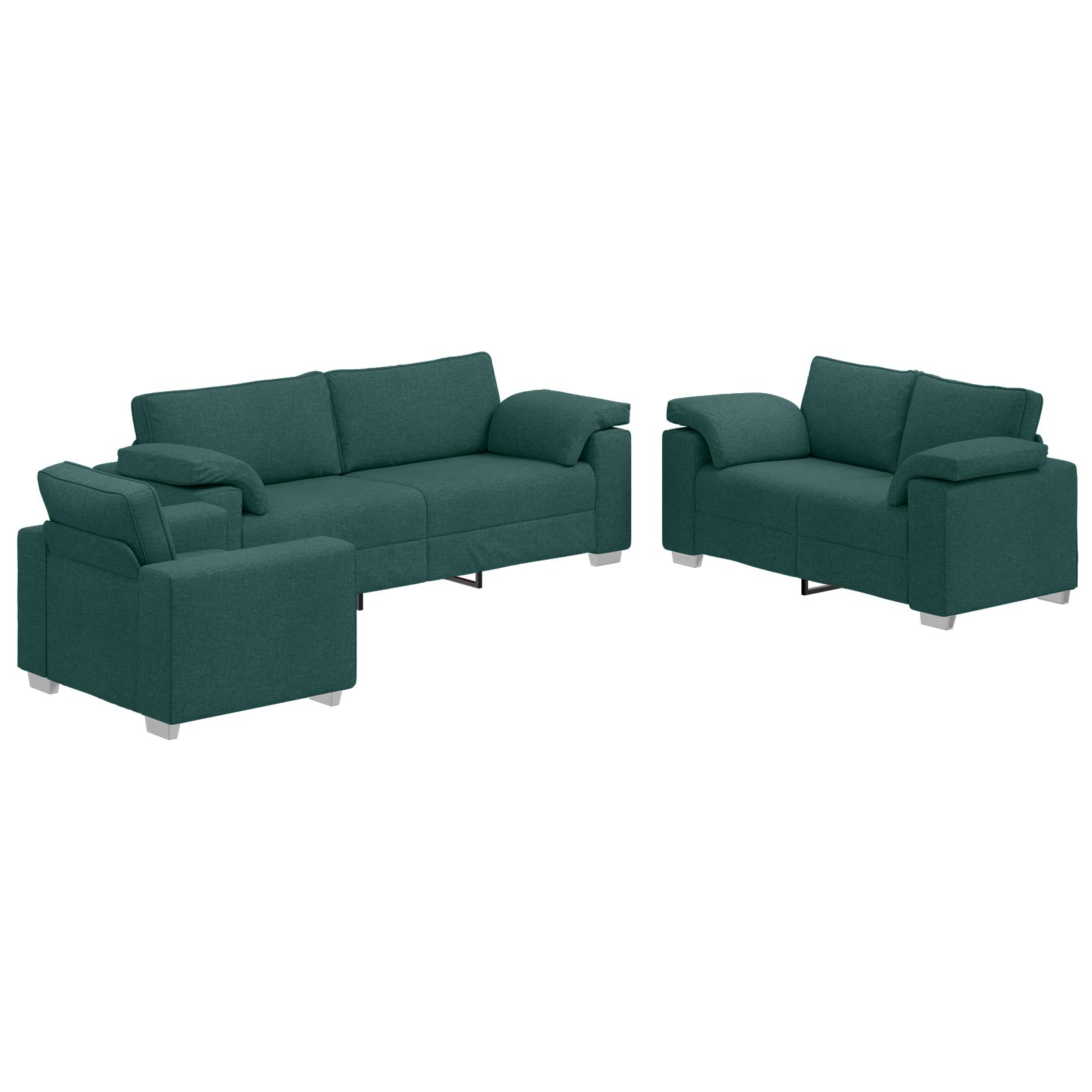 Sofa Sæt med pude 3 stk Mørkegrøn 219 x 77 x 82 cm Stof