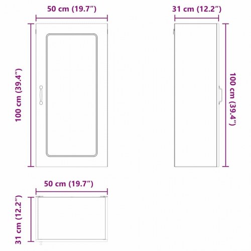 Vægskab til køkken med hylde Høj gloss hvid 50 x 31 x 100 cm