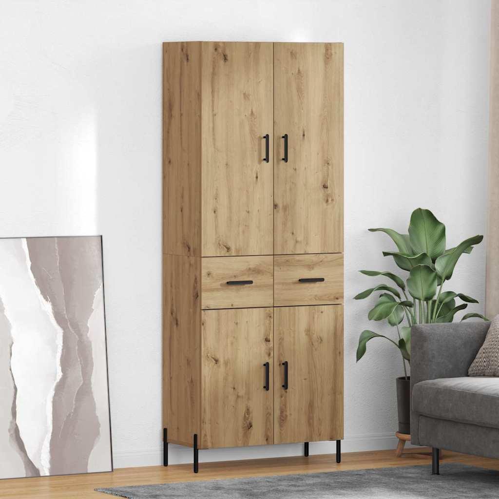 Højskab 69,5X34X180 Cm Konstrueret Træ Etræsfarve - artisan eg / 2 låger og 2 skuffer