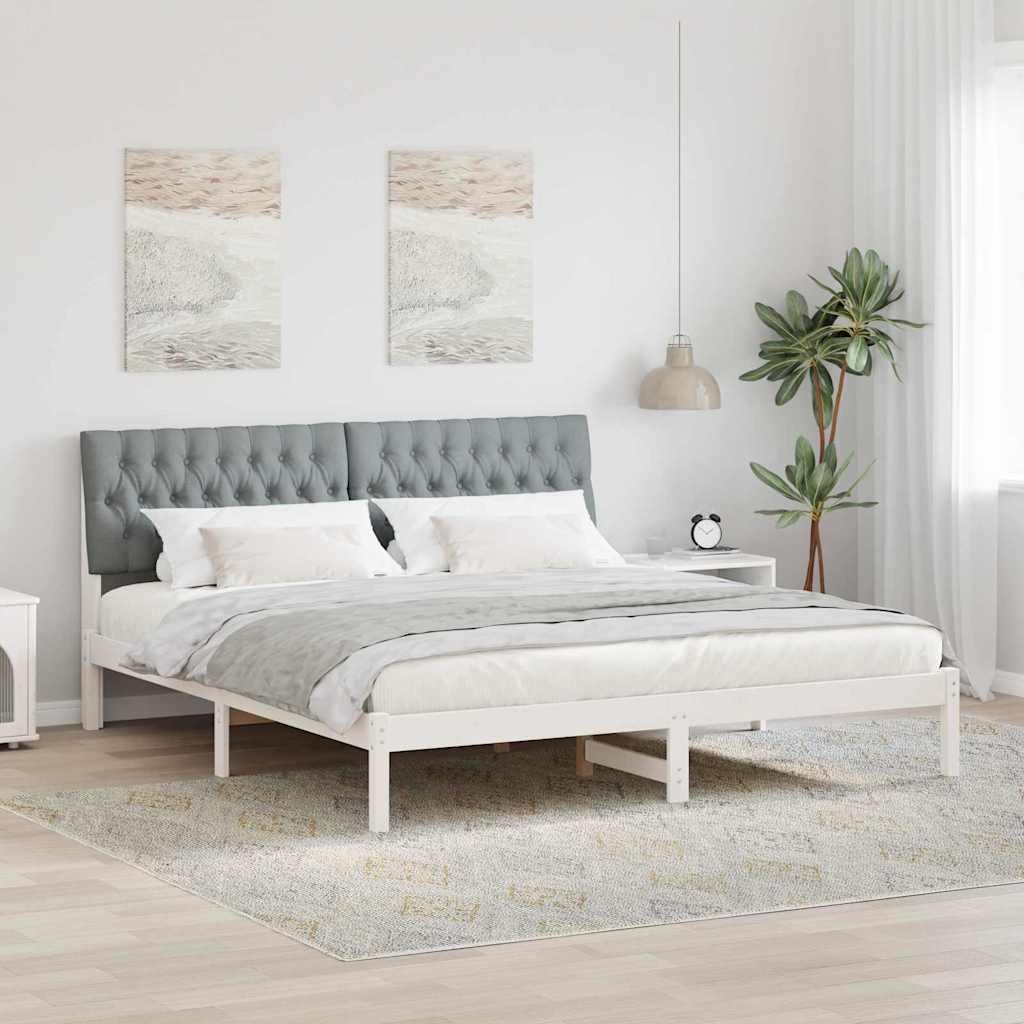 Sengestel med Polstret Hovedgavl Hvid 180 x 200 cm