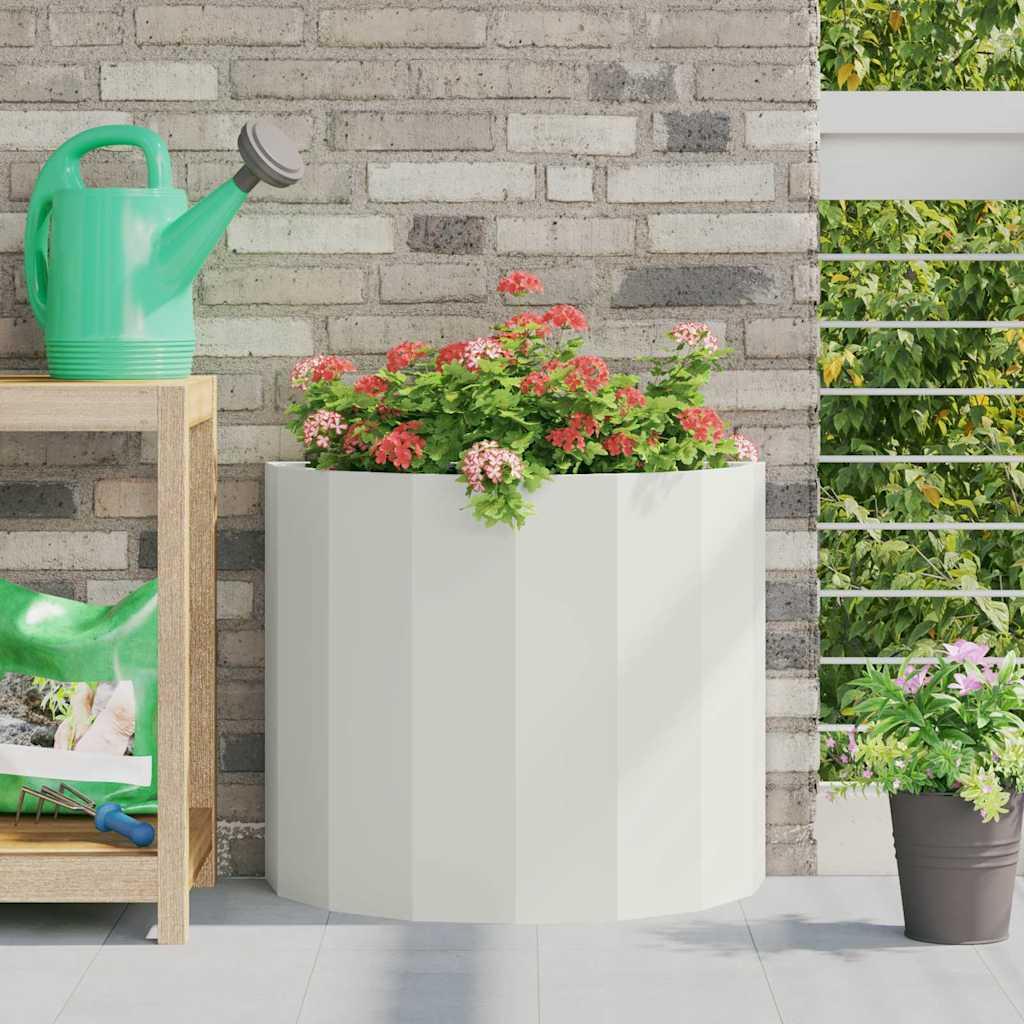 Plantekasse halvrund i stål - hvid, 60 × 30 × 50 cm
