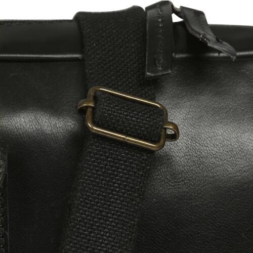 Computertaske med lynlås ægte læder sort