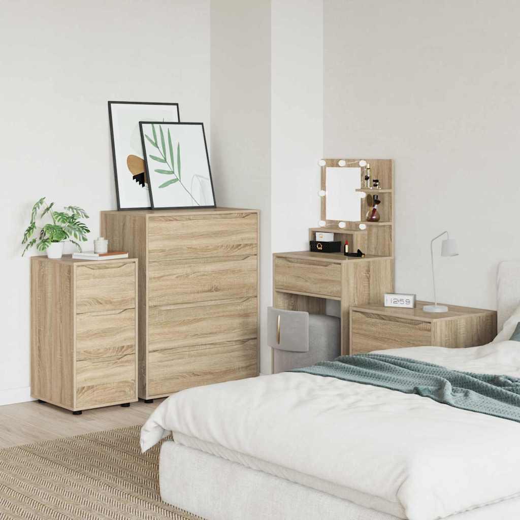 Opbevaringsskab i sonoma eg 40 × 48 × 81 cm - konstrueret træ, 3 skuffer