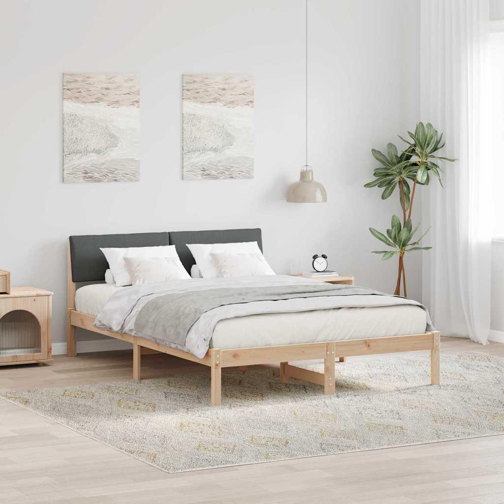Sengestel brun og mørkegrå 140 x 190 cm Massivt fyrretræ