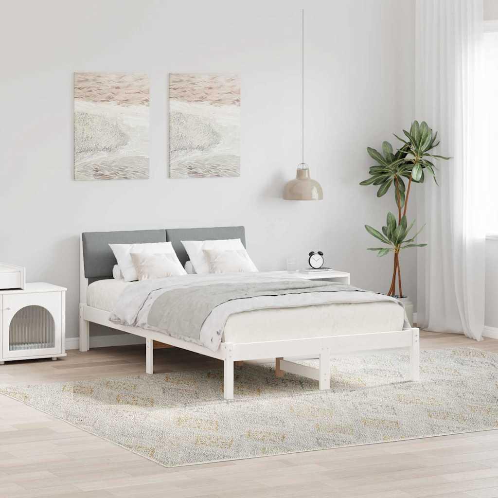 Sengestel Hvid og lys grå 120 x 200 cm Massivt fyrretræ