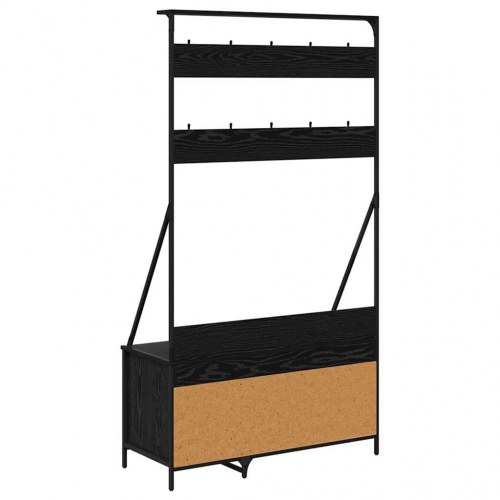 Tøjstativ med skoopbevaring - sort eg, 100 x 41 x 184 cm