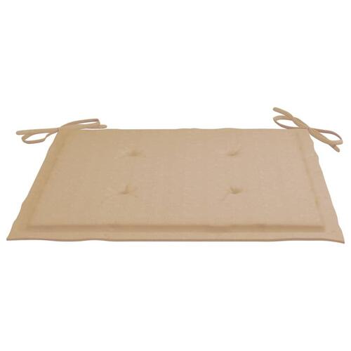 Havestole 2 stk. med beige hynder massivt teaktræ