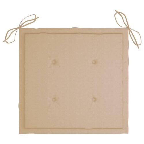 Havestole 2 stk. med beige hynder massivt teaktræ