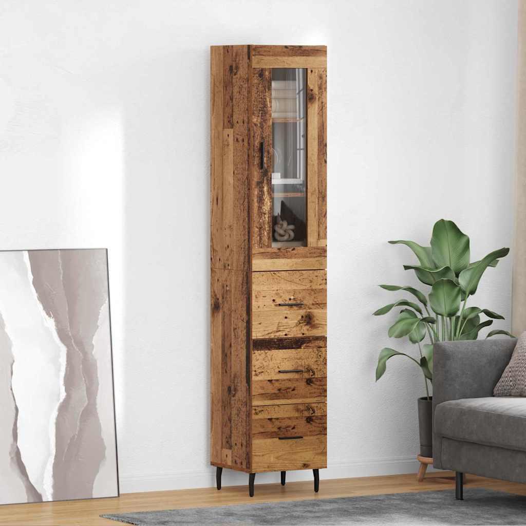 Highboard i gammelt trælook - konstrueret træ, 34,5 × 34 × 180 cm