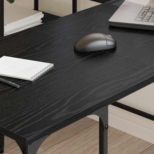 L-formet skrivebord med hylder - sort eg 139 x 139 x 75 cm