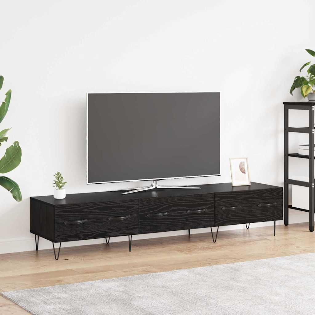 TV-skab med skuffe Sort eg 150 x 36 x 30 cm Konstrueret træ