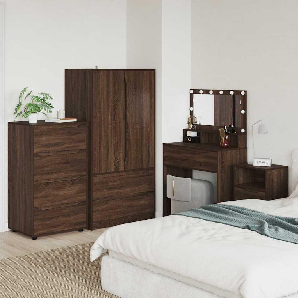 Opbevaringsskabe 2 stk Brun eg 60 x 48 x 105 cm Konstrueret træ