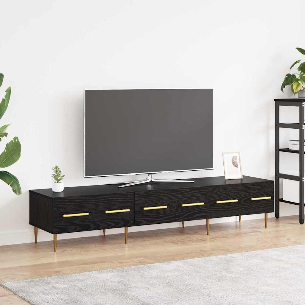 TV-skab med skuffe Sort eg 150 x 36 x 30 cm Konstrueret træ