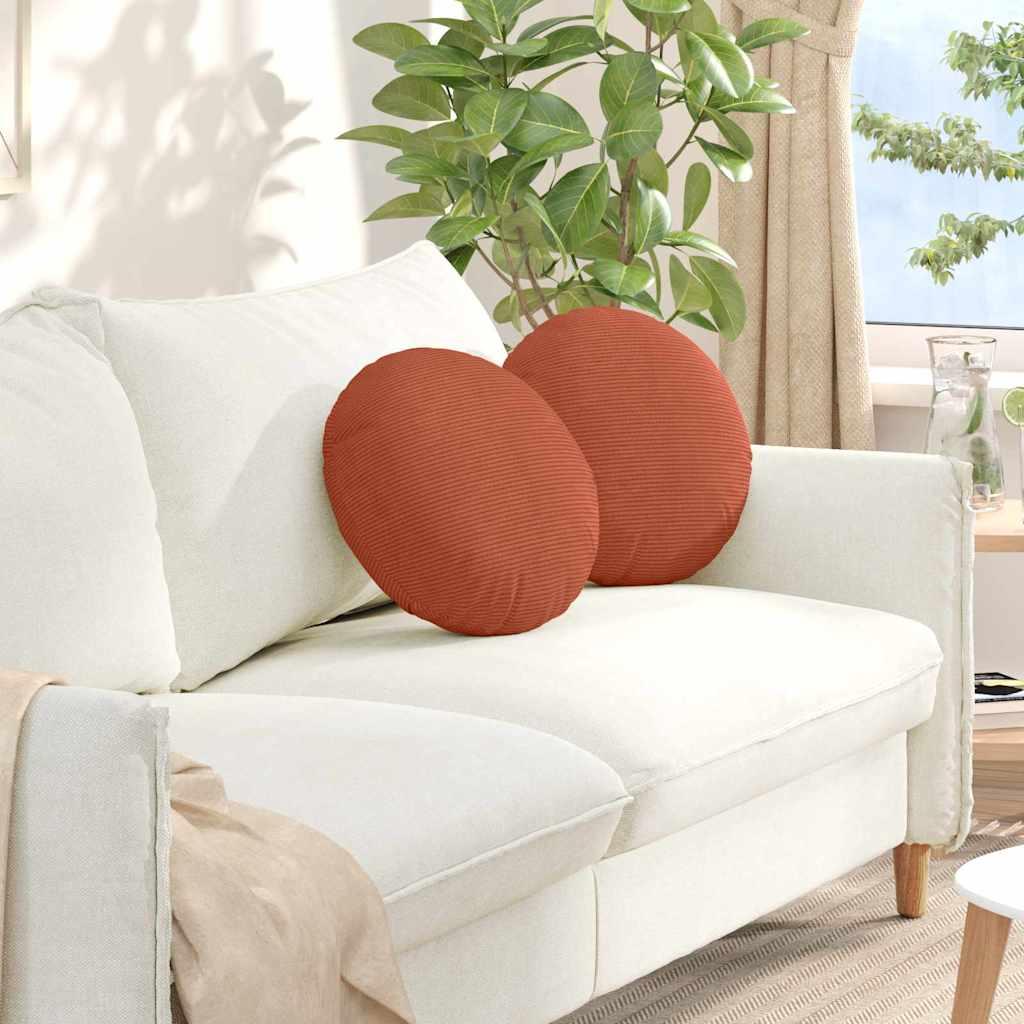 Sædepuder 2 stk Rød orange Ø 40 cm Velourstof