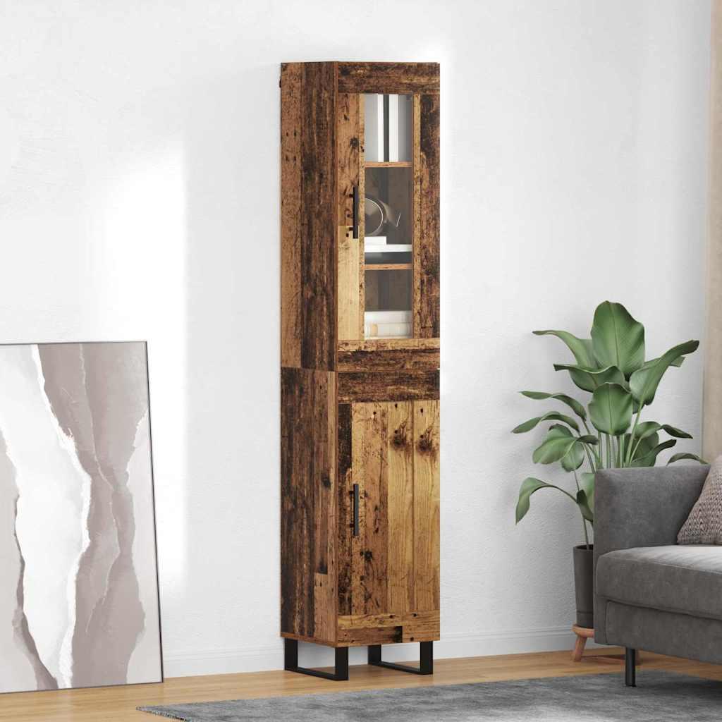 Skab 34,5X34X180 Cm Konstrueret Træ - Gammelt træ / 1 trælåge