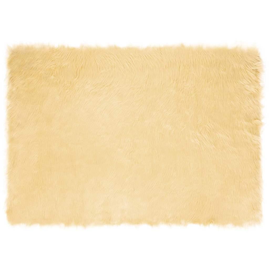 Falsk Fåreskind Tæppe Creme 120 x 170 cm Polyester