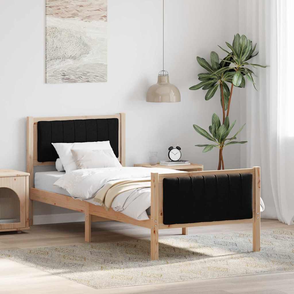 Sengestel Brun og sort 75 x 190 cm Massivt fyrretræ