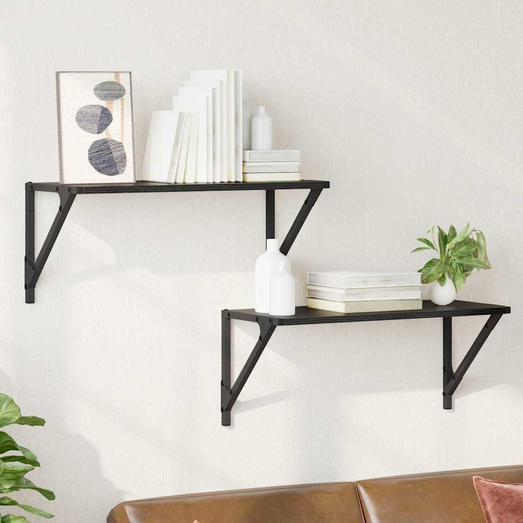 Væghylder 2 stk Sort eg 60 x 25 x 25,5 cm Konstrueret træ
