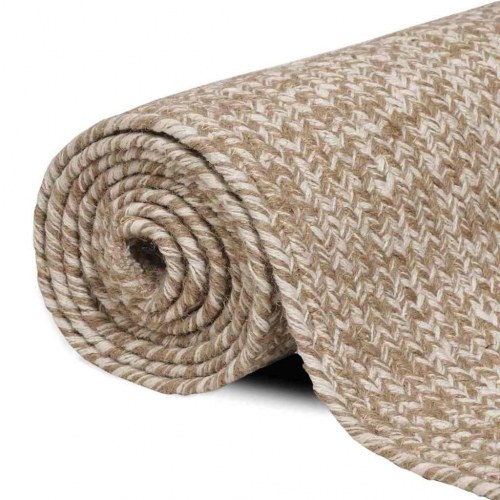 Tæppe Naturlig og hvid 120 x 120 cm Jute